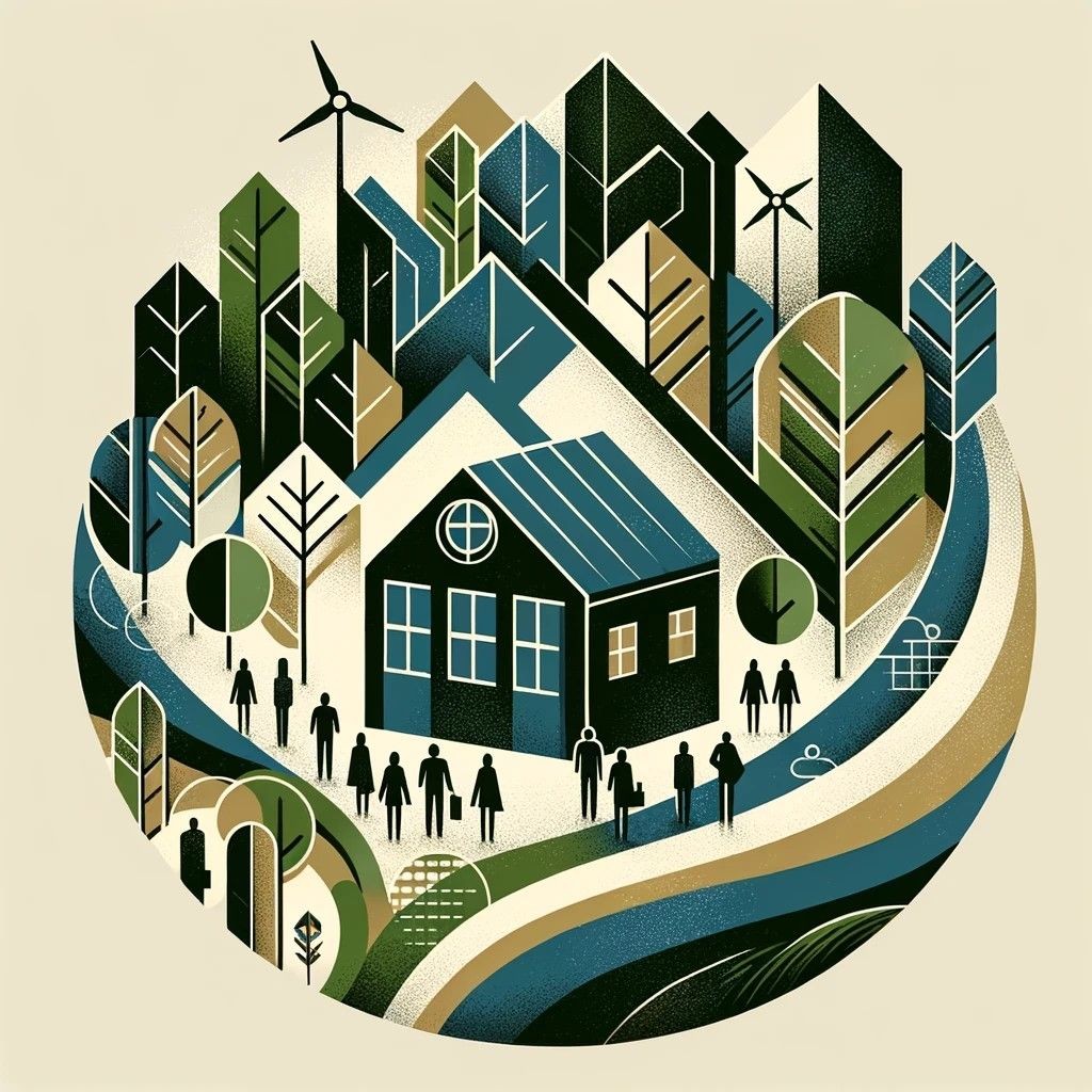 Illustrative concept highlighting the integration of community engagement and sustainable practices in property management.
